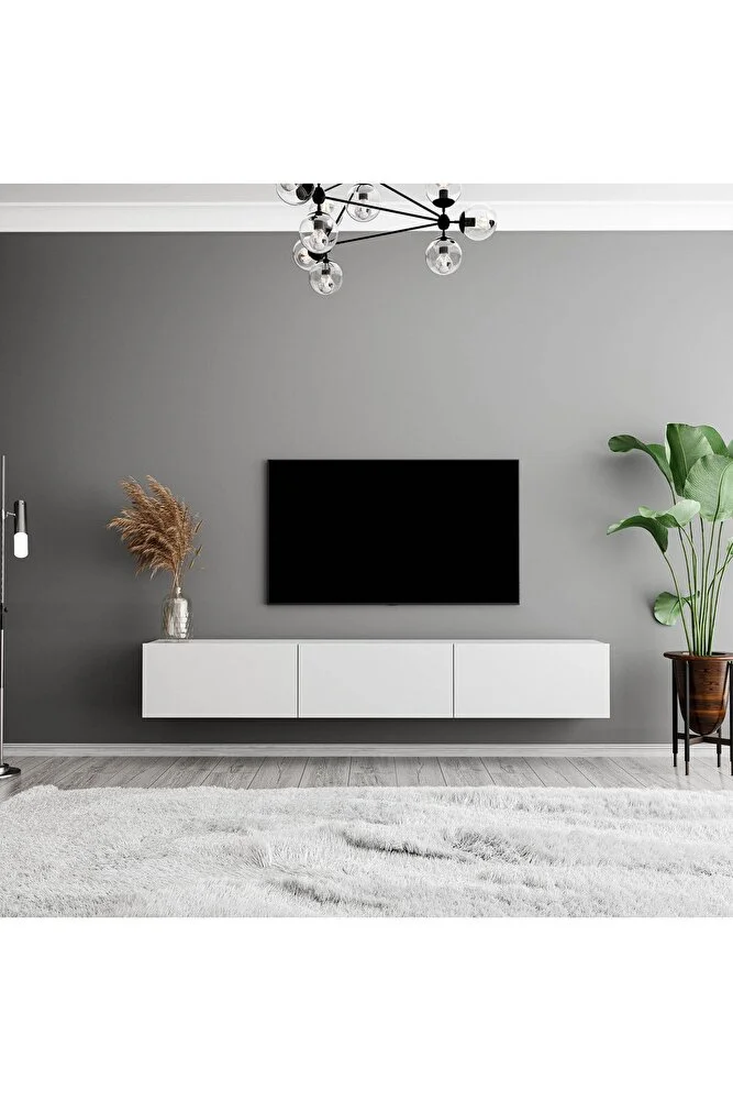 Έπιπλο Τηλεόρασης με πόρτες, 1230 SOLE λευκό Μ180xΠ31,8xΥ29,6εκ., All4home